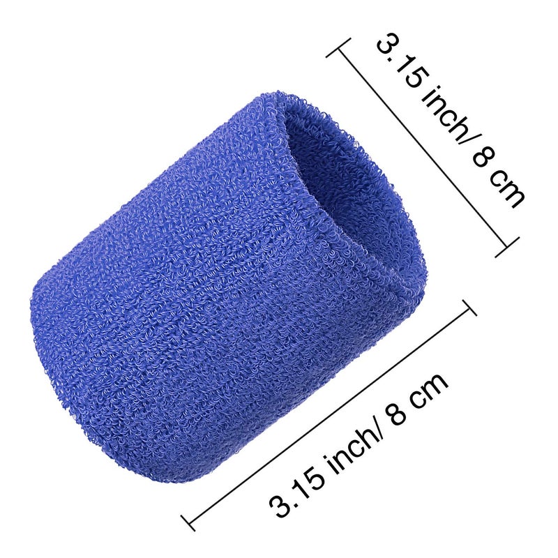 Bememo 12 Pcs Neon Sweatbands Wristband Sweat Wrist Band Competitions Absorbent Sweatbands for Men Women, for Sports, Running(3.15",Pink, Dark Pink, Dark Purple, Orange, Green, Lake Blue) - Image 3